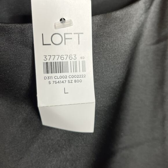 Loft Asymmetrical Satin Sleeveless Top Black Womens L Shiny Minimalist Dressy - Picture 5 of 7